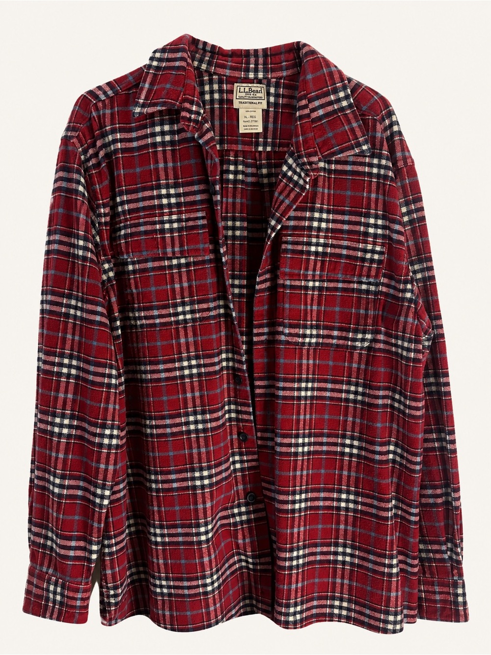 L.L. Bean Red and Black Plaid Flannel Shirt Jacket